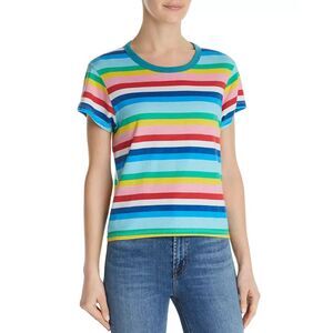 Pam & Gela Rainbow Ringer Tee Teal Band Size P XS